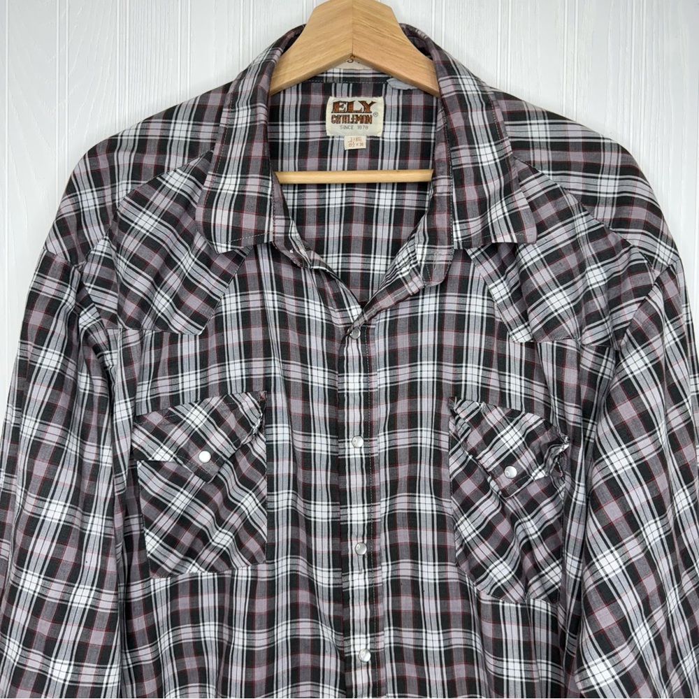 Ely Cattleman Big Man plaid pearl snap western shirt size 3X
